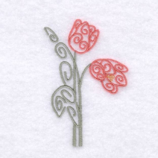 Picture of Tulip Swirls Machine Embroidery Design
