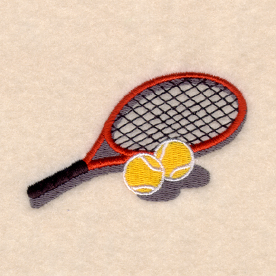 Tennis Racket & Balls Machine Embroidery Design