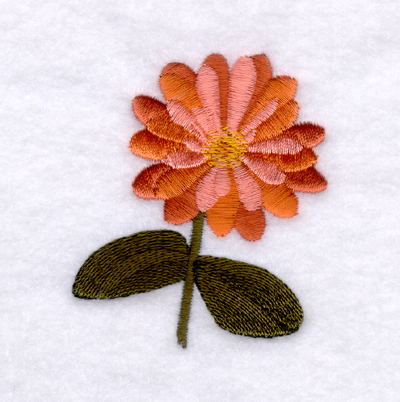 Orange Zinnia Machine Embroidery Design