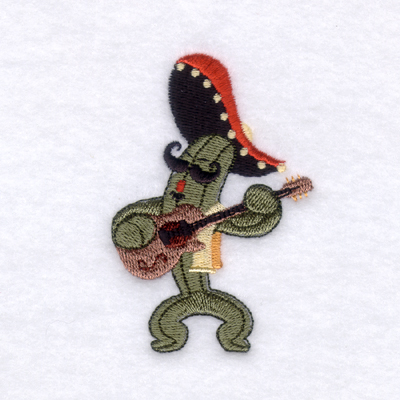 Cactus Guitar Player Machine Embroidery Design