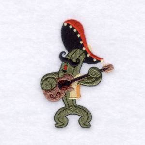 Picture of Cactus Guitar Player Machine Embroidery Design