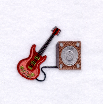 Bass Guitar & Speaker Machine Embroidery Design