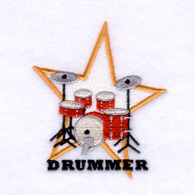Drummer Machine Embroidery Design