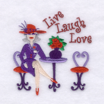 Red Hat Live Laugh Love Machine Embroidery Design