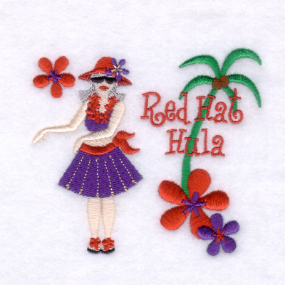 Red Hat Hula Machine Embroidery Design