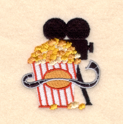 Movie Projector & Popcorn Machine Embroidery Design