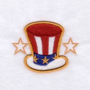 Picture of Patriotic Top Hat (Puff) Machine Embroidery Design
