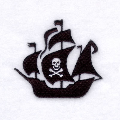 Black Pirate Ship Machine Embroidery Design