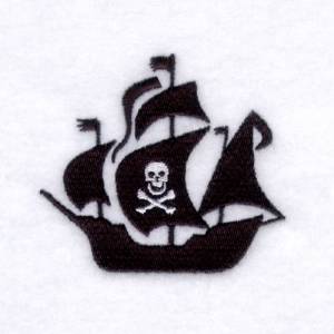 Picture of Black Pirate Ship Machine Embroidery Design