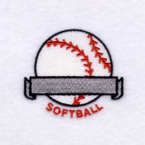 Picture of "Softball" Banner Name Drop #1 Machine Embroidery Design