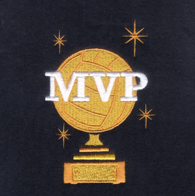 Volleyball MVP Trophy Machine Embroidery Design