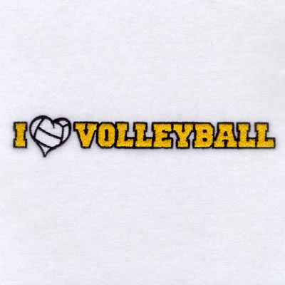 I Love Volleyball Machine Embroidery Design