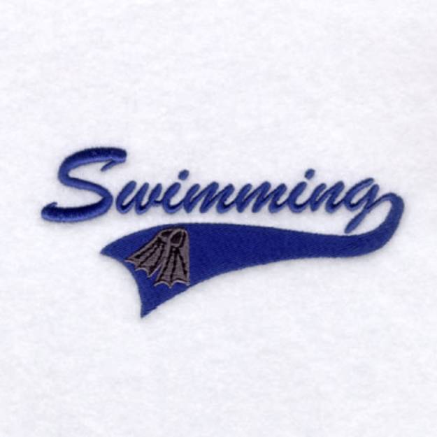 Picture of Swimming Script Tail Machine Embroidery Design