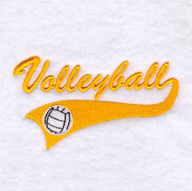 Picture of Volleyball Script Tail Machine Embroidery Design