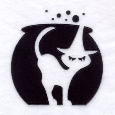 Black Cat Cauldron Scene Machine Embroidery Design
