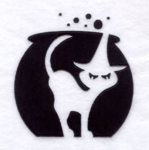 Picture of Black Cat Cauldron Scene Machine Embroidery Design