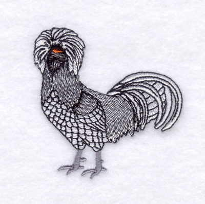 Bearded Silver Rooster Machine Embroidery Design