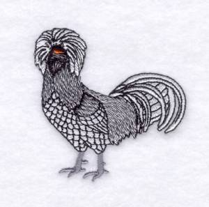 Picture of Bearded Silver Rooster Machine Embroidery Design