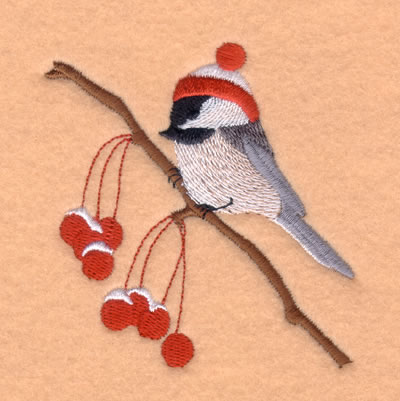 Winter Chickadee Machine Embroidery Design