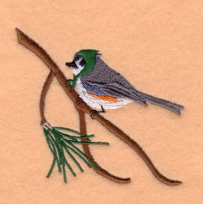 Winter Tufted Titmouse Machine Embroidery Design