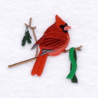 Winter Northern Cardinal Machine Embroidery Design