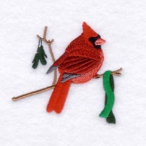 Picture of Winter Northern Cardinal Machine Embroidery Design