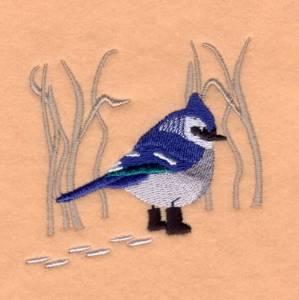 Picture of Winter Blue Jay Machine Embroidery Design
