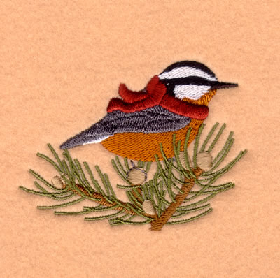 Winter Red-Breasted Nuthatch Machine Embroidery Design