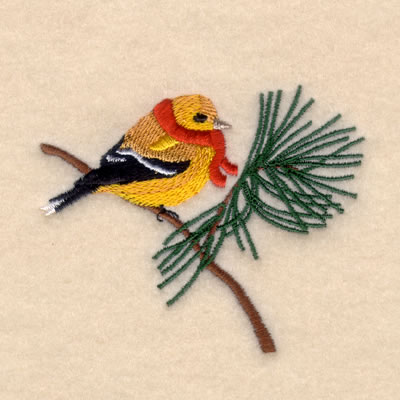 Winter Goldfinch Machine Embroidery Design