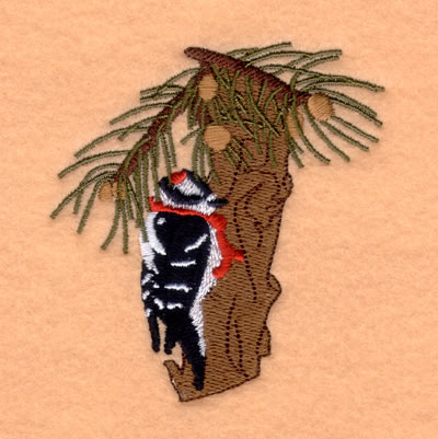 Winter Downy Woodpecker Machine Embroidery Design