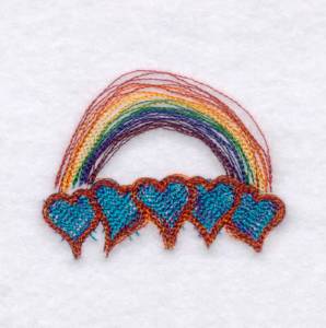 Picture of Sketched Rainbow Hearts Machine Embroidery Design