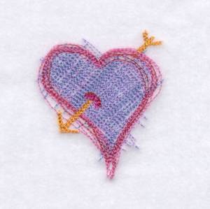 Picture of Sketched Pierced Heart Machine Embroidery Design
