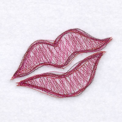 Sketched Kiss Machine Embroidery Design