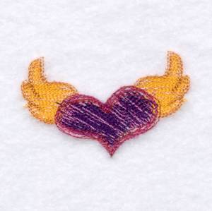 Picture of Sketched Flying Heart Machine Embroidery Design
