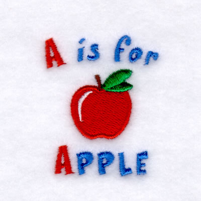 A is for Apple Machine Embroidery Design
