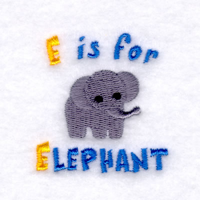 E is for Elephant Machine Embroidery Design