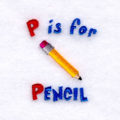 P is for Pencil Machine Embroidery Design
