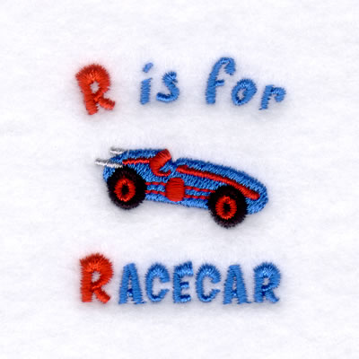 R is for Racecar Machine Embroidery Design