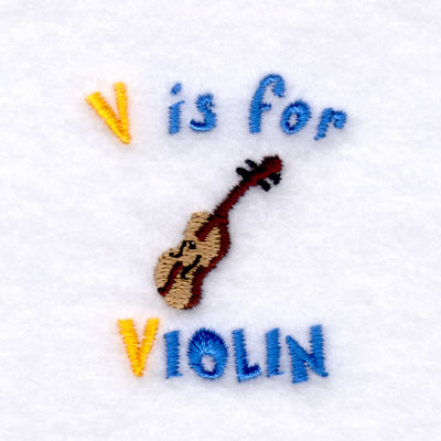 V is for Violin Machine Embroidery Design