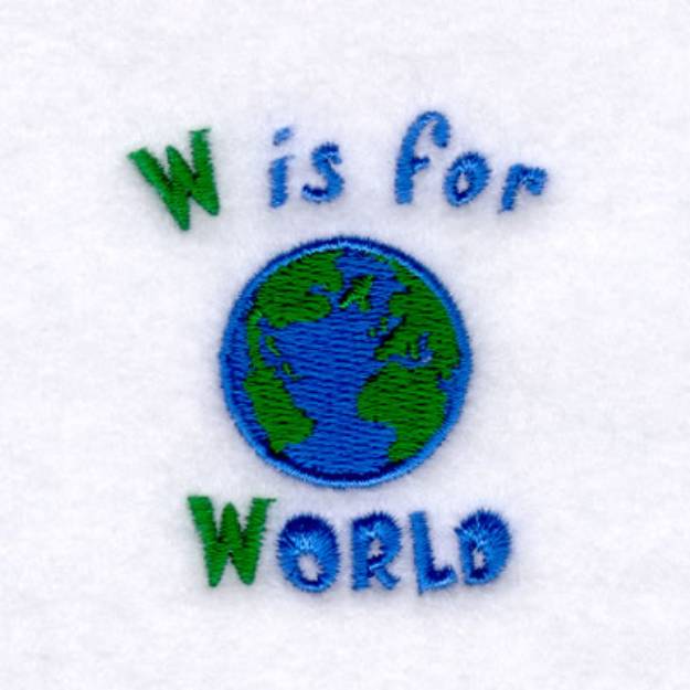 Picture of W is for World Machine Embroidery Design