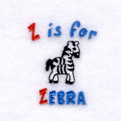 Z is for Zebra Machine Embroidery Design