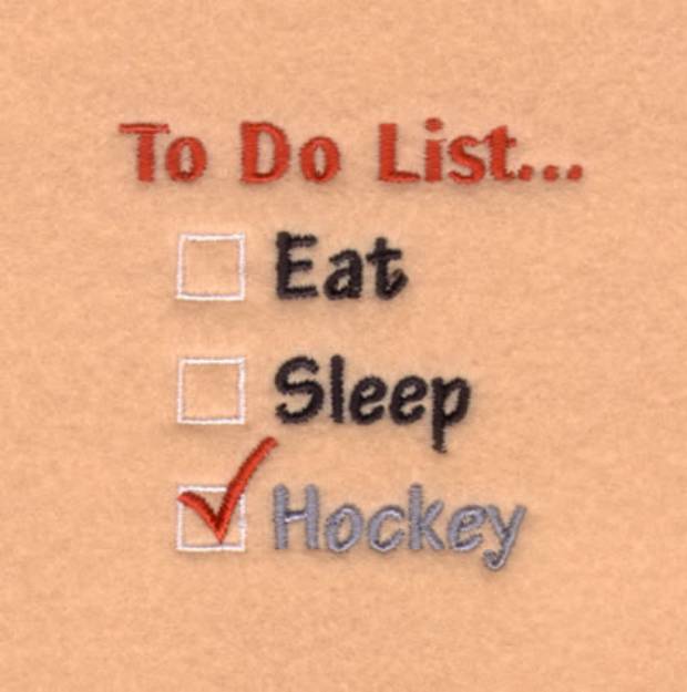 Picture of Hockey To Do List… Machine Embroidery Design