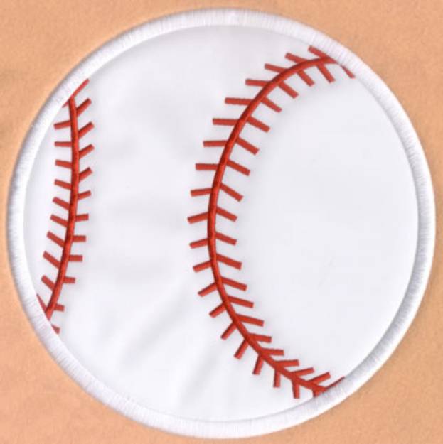 Picture of Baseball/Softball Applique Ball 8" High (Satin) Machine Embroidery Design