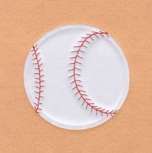 Picture of Softball / Baseball Applique Ball 8" H (Zig Zag) Machine Embroidery Design