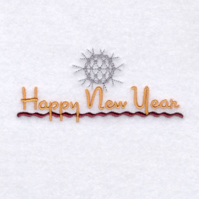 "Happy New Year" in English Machine Embroidery Design
