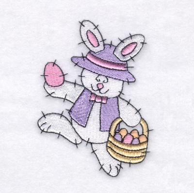 Country Bunny Hop Machine Embroidery Design
