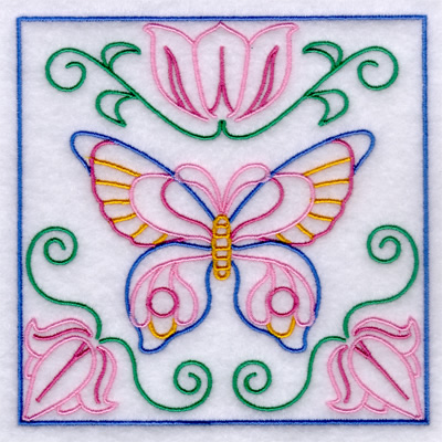 Butterfly Garden Quilt Pattern Machine Embroidery Design