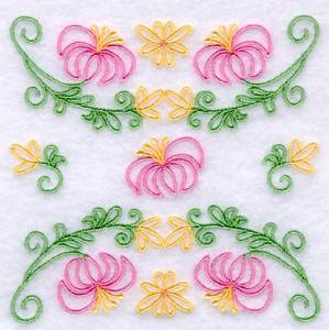 Picture of Whimsical Flowers Quilt Pattern Machine Embroidery Design