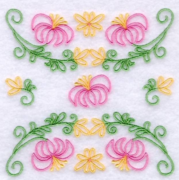 Picture of Whimsical Flowers Quilt Pattern Machine Embroidery Design