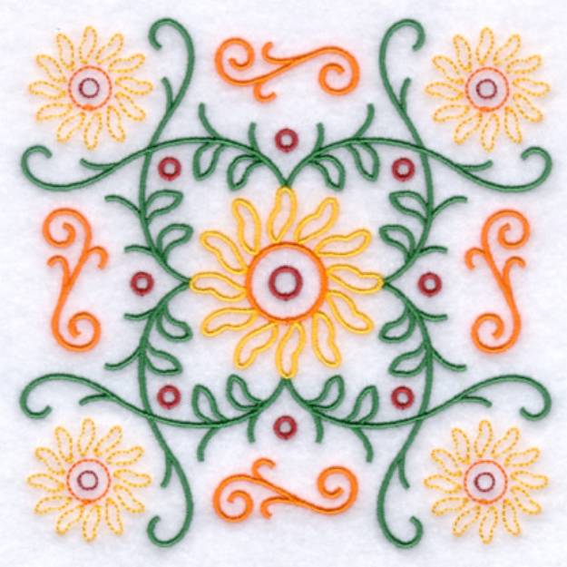 Picture of Summer Garden Quilt Pattern Machine Embroidery Design